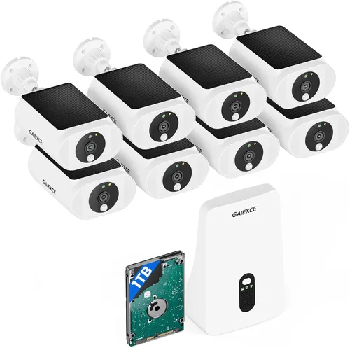 Vista 9 de Cámaras de seguridad solares inalámbricas para exteriores, kit de 2 cámaras expansible a 10H, cámaras sin suscripción para sistema de seguridad