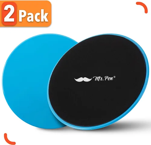 Vista 2 de Mr. Pen Deslizadores centrales para entrenar – Paquete de 2 discos deslizantes de entrenamiento de doble cara Azul