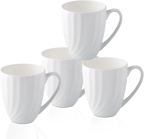 Vista 15 de Juego de 2 tazas de café blancas de porcelana fina de lujo (8 onzas), tazas de té de cerámica estilo europeo, elegantes y duraderas tazas de café