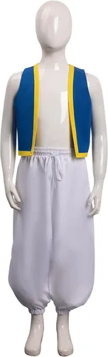 Vista 6 de Newcos Disfraz de sapo de Kinopio para niños, disfraz de cosplay de chaleco azul, pantalones de película de Super Brothers para Halloween para niños