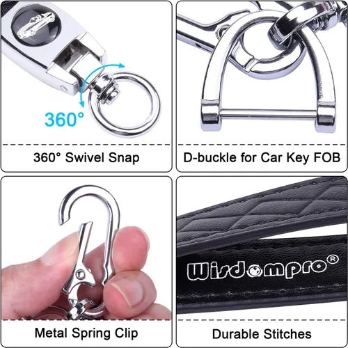 Vista 3 de Wisdompro Llavero de Cuero de Microfibra para Automóvil, Llavero Universal de Llave Fob Portallaves de Cuero con 3 Llaveros y 1 Destornillador