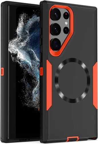Vista 14 de Funda diseñada para Samsung Galaxy S22 Ultra, magnética, protección contra caídas de servicio pesado, protección de doble capa, compatible
