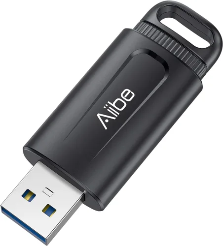 Vista 11 de Aiibe Unidad flash USB 3.0 de 64 GB, memoria USB con indicador LED, llavero portátil, color negro