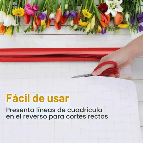 Vista 4 de Papel de regalo rojo de Navidad, papel de regalo con líneas de corte