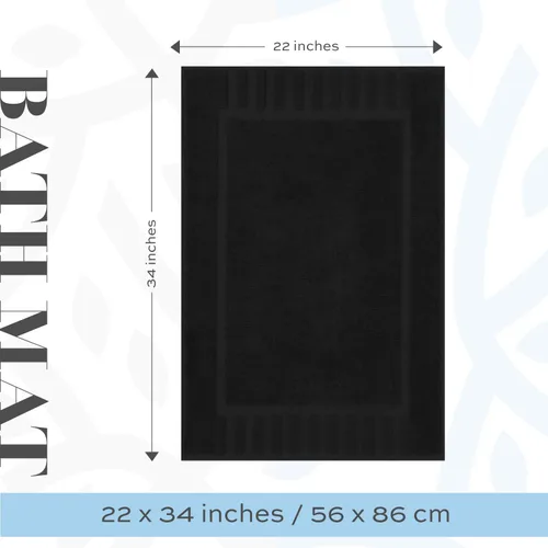 Vista 3 de White Classic Juego de toallas negras de 8 piezas [2 toallas de baño, 2 toallas de mano, 4 toallas faciales] y 2 tapetes de baño de lujo de 22 x 34