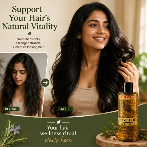 Vista 5 de BlueQueen Adivasi - Aceite natural puro para el cabello, hecho por Pure Adivasi, aceite indio para el cabello para hombres y mujeres, aceite bio