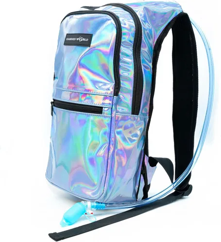 Vista 10 de Kandies World Reflective Festival - Paquete de hidratación – Bolsa de agua de 2 litros para raves, senderismo, ciclismo, correr y más