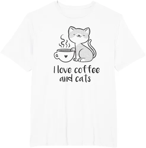 Vista 9 de I love coffee and cats Tazas de granos de café Camiseta de gato café, Blanco, S