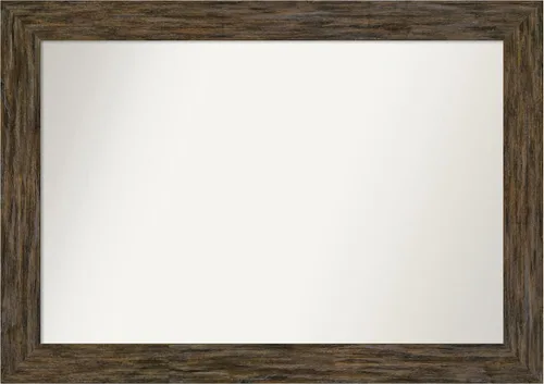 Vista 51 de Amanti Art Espejo personalizado, espejo de baño marrón Fencepost, espejo de pared o espejo de tocador de baño sobre el fregadero (27 x 27 pulgadas)