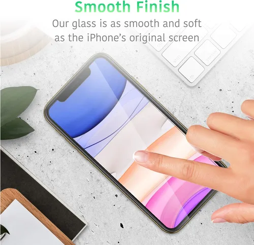 Vista 3 de TalkWorks Protector de pantalla para iPhone 11 (también compatible con iPhone XR), paquete de 3 películas de vidrio templado duraderas de 0.013 in