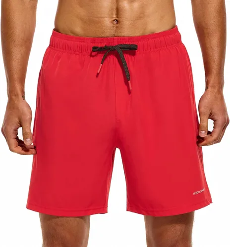 Vista 2 de HODOSPORTS Mens Swimsuit Trunks 7" Quick-Dry Swim Shorts with Compression Liner and Zipper Pockets