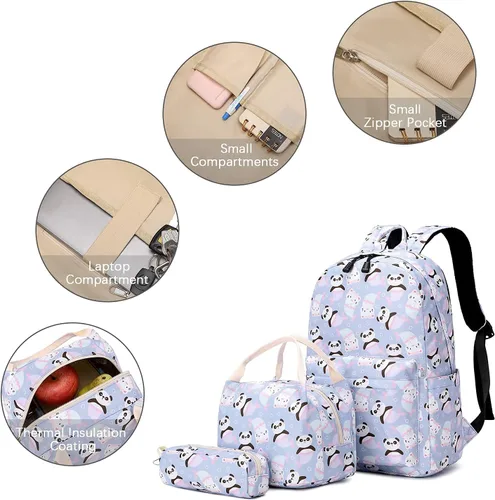 Vista 5 de Ecodudo - Morral ligero para niños y niñas, lindas mochilas escolares con lonchera