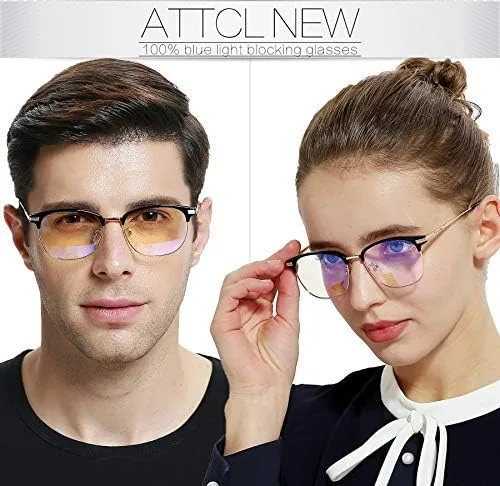 Vista 2 de ATTCL Gafas unisex con bloqueo de luz azul marco de anteojos antirrayos azules para computadora