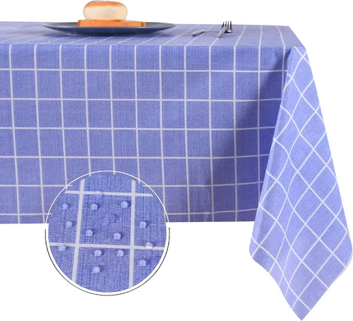 Vista 11 de Obstal Mantel 100% impermeable de PVC, mantel rectangular de vinilo a prueba de aceite y derrames, cubierta de mesa lavable para uso en exteriores e
