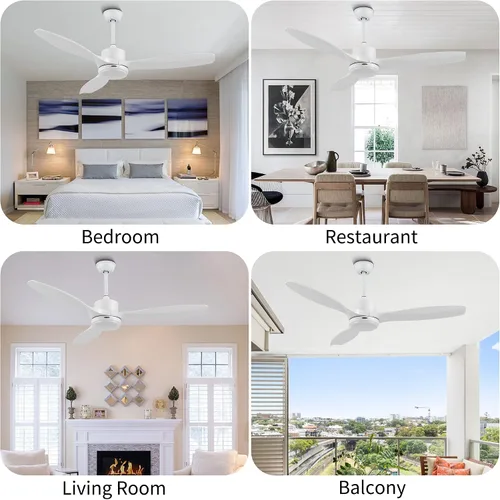 Vista 6 de Ventiladores de techo de 56 pulgadas con luces, ventilador de techo blanco moderno con control remoto, motor CC silencioso reversible, luz