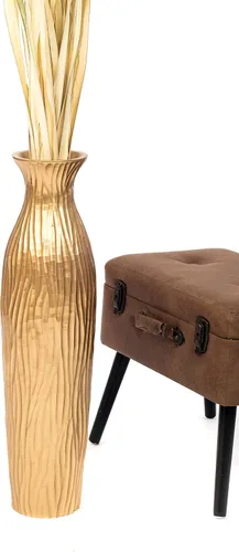 Vista 7 de Leewadee - Jarrón grande dorado para decoración del hogar - Jarrón de piso de madera de 26 pulgadas de alto, decoración rústica de granja, soporte