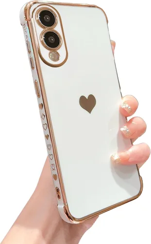 Vista 216 de phylla Funda de teléfono compatible con Samsung Galaxy A12 de 6.5 pulgadas, lindo corazón chapado en oro, elegante funda de lujo para mujer