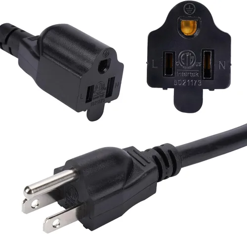 Vista 2 de Divisor de cable de extensión de 3.3 pies de 3 clavijas 1 a 3, cable de alimentación interior y exterior de 3 tomas, divisor de cable