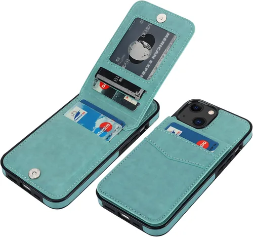 Vista 24 de KIHUWEY Funda Cartera Compatible con iPhone 13 con Soporte para Tarjetas de Crédito, Cierre Magnético de Cuero Premium con Soporte, Funda Protectora