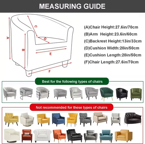 Vista 6 de NILUOH - Funda elástica para silla de club de 2 piezas, funda suave y elástica para silla de bañera, fundas para sillas de barril, fundas