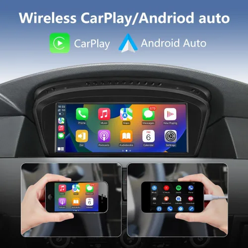 Vista 2 de Junsun Radio de coche estéreo Android para BMW Serie 3 5 E60 E90 E93 8.8 pulgadas actualización de pantalla con Carplay Android Auto 2009-2012 CIC