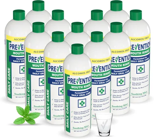 Vista 7 de Prevention Daily Care Enjuague bucal sin alcohol, peróxido de hidrógeno blanqueamiento dental con doble menta calmante para tratamiento del mal
