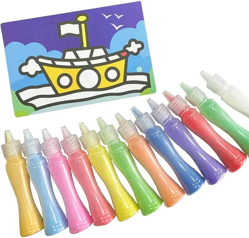Vista 2 de JKanruh 48 kits de arte, kits de arte de arena de 12 colores con 24 hojas de cartas de pintura de arena, 12 hojas de pintura mágica para artes