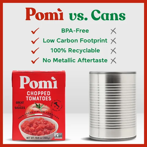 Vista 9 de Pomì Tomates picados – Tomate italiano picado hecho de tomates italianos 100% frescos naturales – Sin aditivos ni conservantes – Tomates triturados