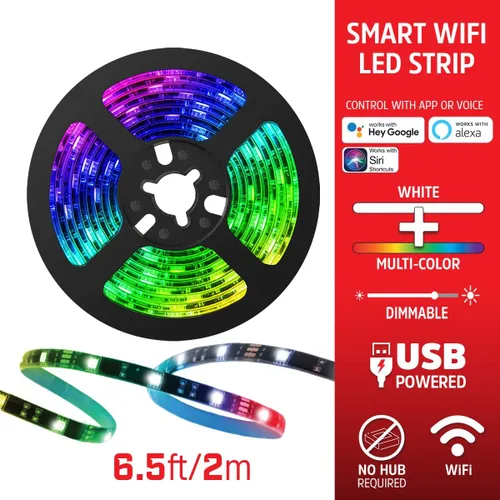 Vista 3 de Energizer Smart WiFi - Tira de luz LED regulable multicolor y blanco brillante de 6.5 pies