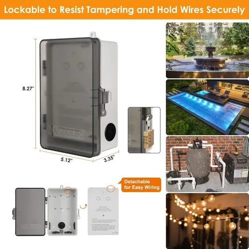 Vista 7 de Suraielec Temporizador de piscina WiFi dual, interruptores individuales de 120/277V, 40 amperios, temporizador inteligente resistente de 1HP/2HP