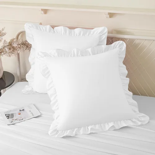 Vista 27 de KKJIAF Paquete de 2 fundas de almohada con volantes de 18 x 18 pulgadas