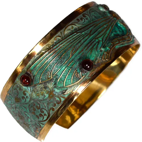 Vista 5 de Pulsera de libélula, granate auténtico