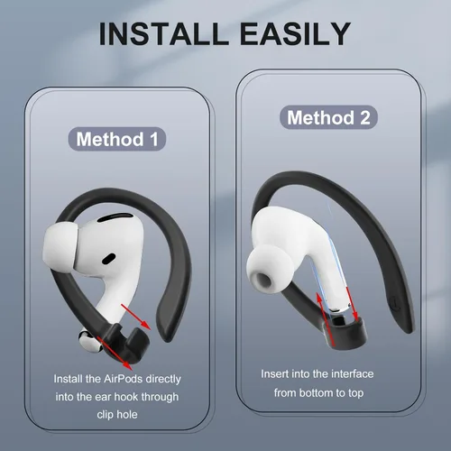 Vista 5 de 2 pares de ganchos para orejas de AirPods para AirPods Pro 2, AirPods Pro, AirPods 4, 3, 2 y 1, ganchos deportivos con clip antideslizantes