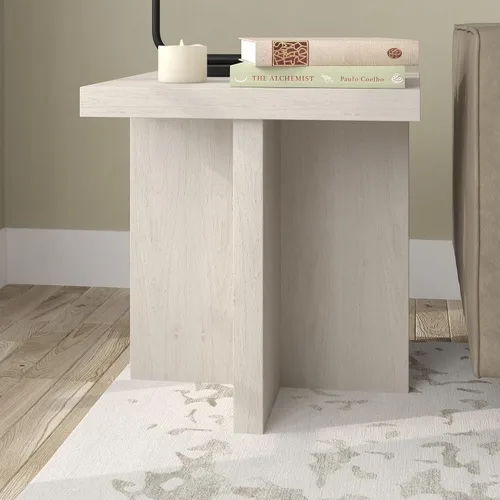 Vista 6 de Henn&Hart - Mesa auxiliar de 22 pulgadas, mesita de noche, mesa auxiliar, color blanco haya