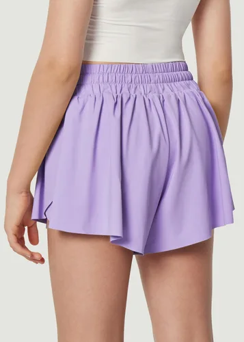 Vista 2 de Ewedoos Pantalones cortos holgados 2 en 1 para niñas, pantalones cortos atléticos de mariposa, talla 10-12, lindos pantalones cortos de moda