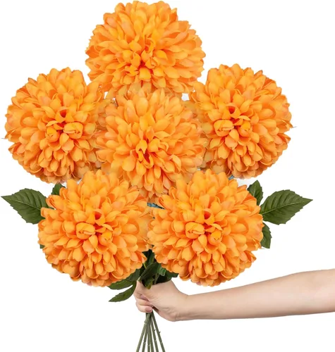 Vista 19 de Briful 12 tallos artificiales de crisantemo negro – Cabezas de flores de seda de 11 pulgadas de alto con hojas verdes, tallos flexibles