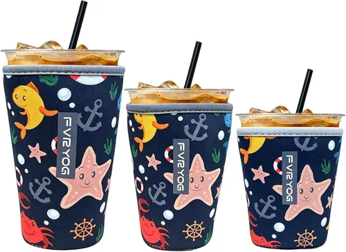Vista 40 de Reusable Insulated Neoprene Iced Coffee Sleeves for Iced Coffee Cups, Coffee Coolies sleeves for Iced & Hot Drinks