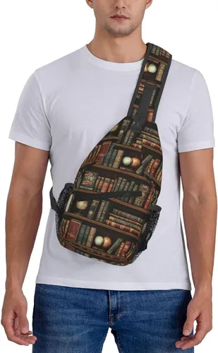 Vista 7 de Small Crossbody Bags for Women Men - Vintage Bookshelves Print Adjustable Shoulder Bag Fanny Packs Belt Sling Bag Crossbody Purses Backpack for