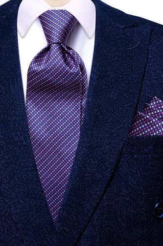 Vista 196 de Hi-Tie Corbata clásica de cachemira para hombre con pañuelo y gemelos a cuadros