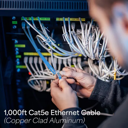 Vista 3 de VIVO Cable Cat5e a granel de 1,000 pies, cable Ethernet CCA, 24 AWG, caja de extracción UTP, red LAN, azul, CABLE-V001B