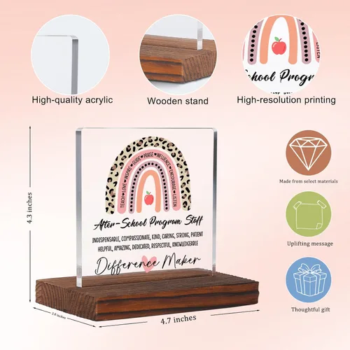 Vista 4 de Letrero decorativo de escritorio transparente para después de la escuela, regalo de agradecimiento para mujeres y hombres, regalos de agradecimiento