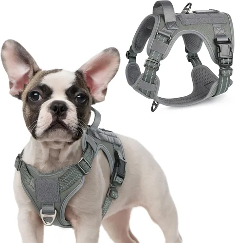 Vista 30 de rabbitgoo Arnés táctico para perros pequeños, chaleco de servicio militar sin tirones con asa y Molle, de fácil control para entrenar y caminar