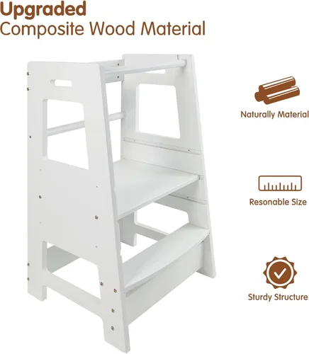 Vista 2 de DEARYOU Taburete para niños pequeños, taburete de cocina para niños pequeños, taburete auxiliar de cocina para niños pequeños, taburete