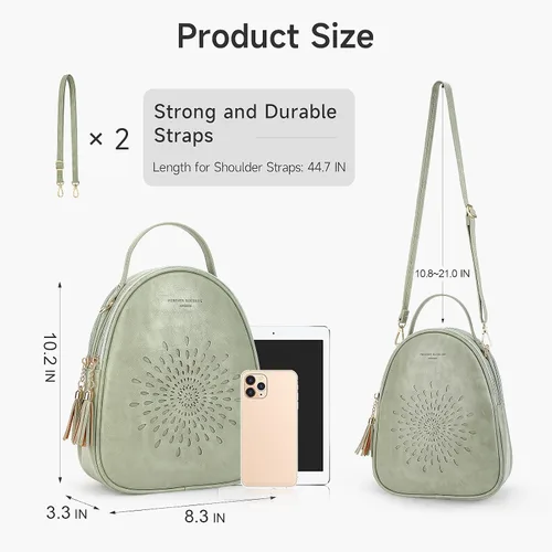 Vista 20 de T1953 Mochila para mujer, de piel sintética, para regalo para niñas y mujeres