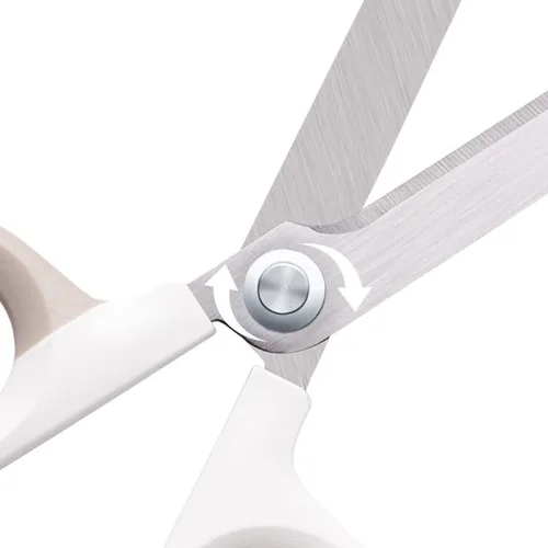 Vista 4 de Tijeras multiusos de oficina para manualidades y manualidades, asas de agarre cómodo, tijeras afiladas resistentes (blanco)
