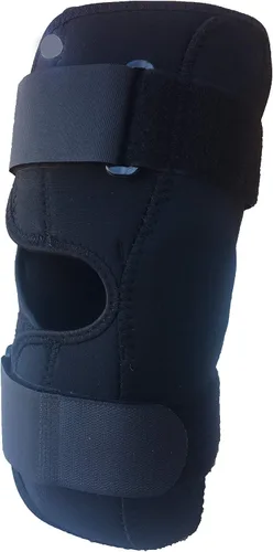 Vista 2 de Alpha Medical Rodillera estabilizadora y manga de compresión con bisagras y correas para soporte de rodilla, recuperación de lesiones y prevención