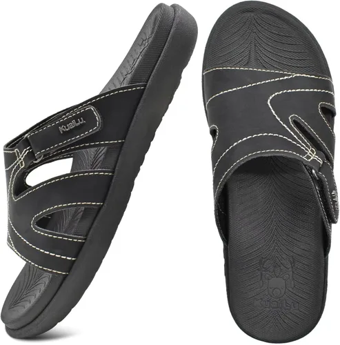Vista 3 de KuaiLu - Sandalias ortopédicas de moda para mujeres, ligeras, tipo tenis deportivos, con plantilla de goma suave. Sandalias con cierre tipo slip-on