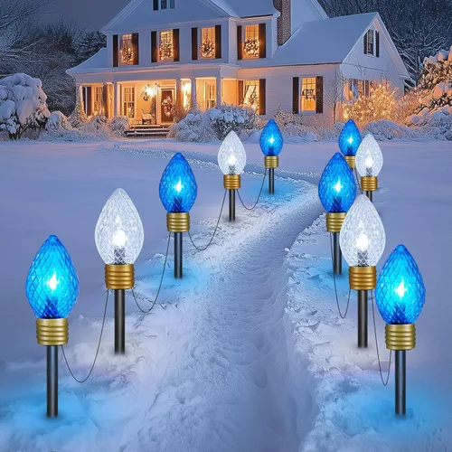 Vista 9 de Strawberry Jumbo C9 Luces de Camino de Navidad para Exteriores - 8.5 Pies 5 Luces LED C9 de Navidad, Luces C7 Cubiertas Jumbo Multicolor Luces