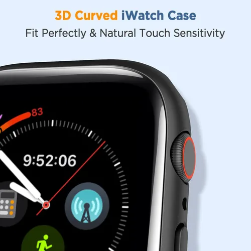 Vista 2 de Paquete de 2 fundas curvadas 3D para Apple Watch Series 7, protector de pantalla de vidrio templado de 1.614 in para iWatch cubierta completa