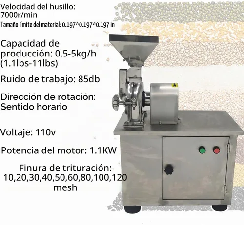 Vista 4 de TECHTONGDA Molino eléctrico Pulverizador Máquina amoladora para Grano Químico Medcine Food Grinder Rectificadora 1100W 110V